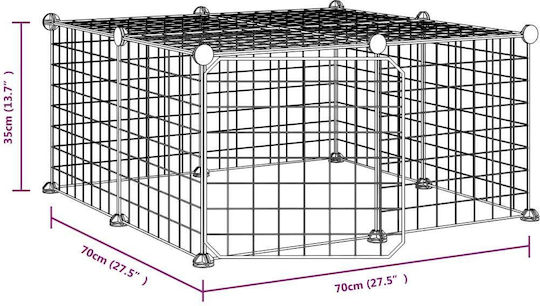 vidaXL Rodent Cage Pet Cage with 12 Panels + Black Steel Door 70x70x35cm