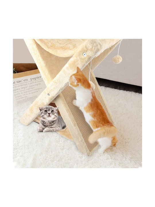 Pawise Cat Tower Ονυχοδρόμιο Γατόδεντρο Μπεζ 2 επιπέδων 51x36x62εκ.
