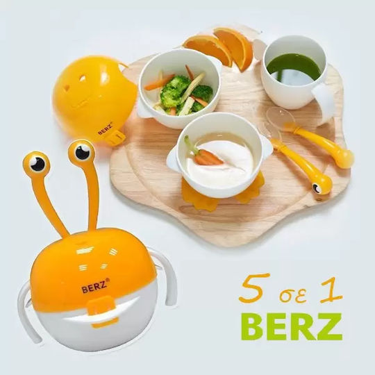 Berz Feeding Set Crab made of Plastic Orange 4pcs for 4+ months