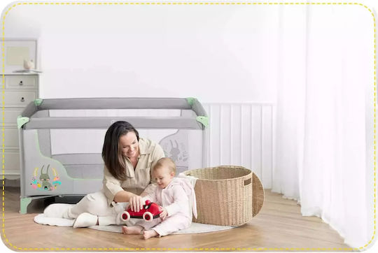 Ricokids RK-240 Кошара за игра с Матрак Grey-Mint 125x65см