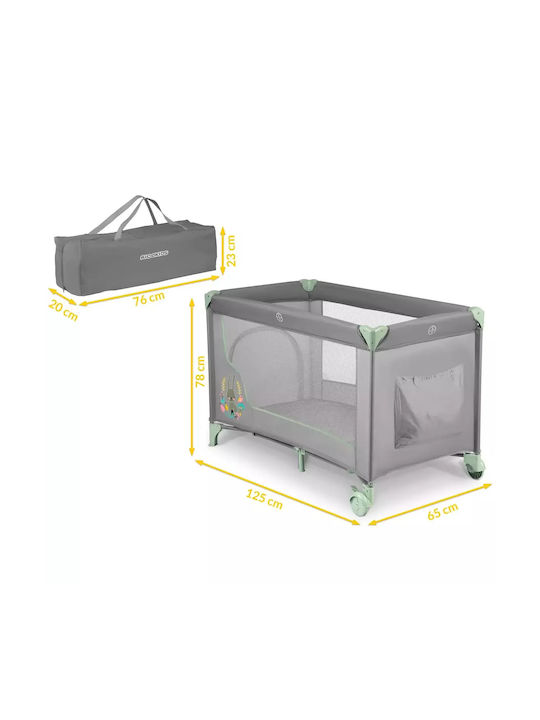 Ricokids RK-240 Παρκοκρέβατο με Στρώμα Γκρι-Μέντα 125x65cm