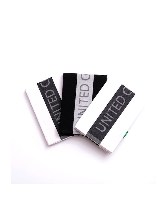 Benetton Kitchen Towels from 100% Cotton Black & White 3 Pieces