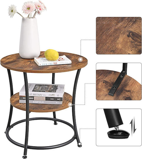 Round Side Table Wooden Brown L55xW55xH55cm.