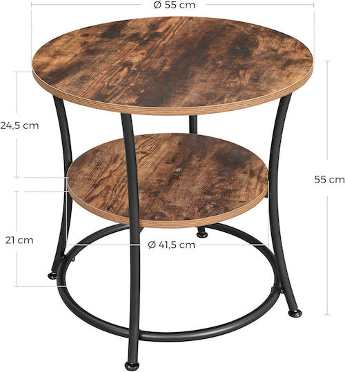 Round Side Table Wooden Brown L55xW55xH55cm.