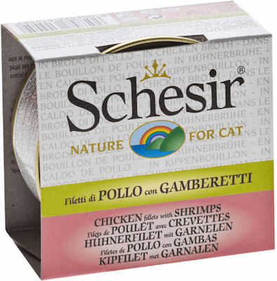 Schesir Nature for Cat Hrana umeda pentru pisici adulte in Poate cu Creveți / Pui 70gr 1buc 55061131