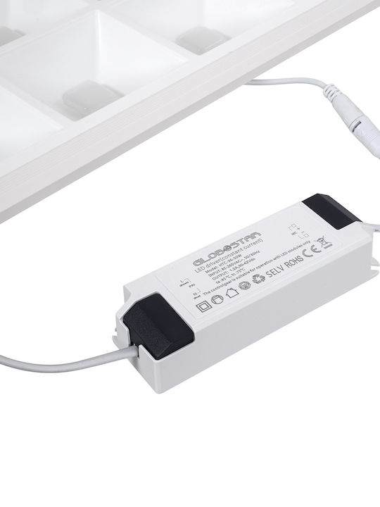GloboStar Zeus Τετράγωνο Χωνευτό LED Panel 48W με Φυσικό Λευκό Φως 4500K 60x60εκ.