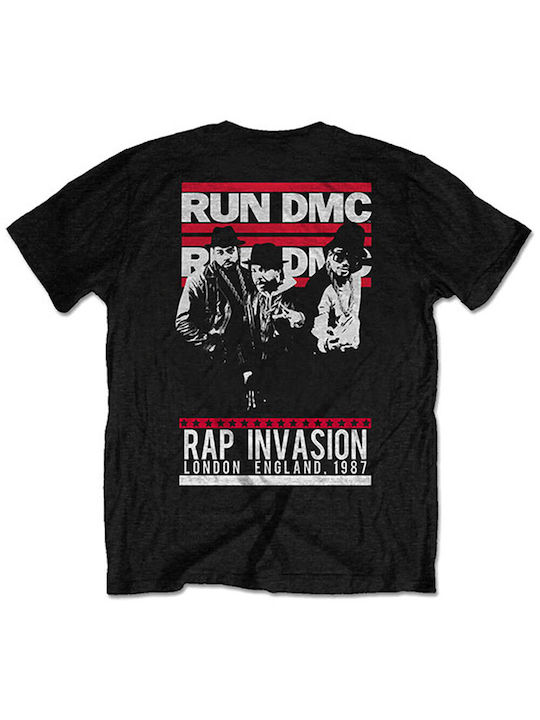 Rock Off T-shirt RUN DMC Rap Invasion σε Μαύρο χρώμα