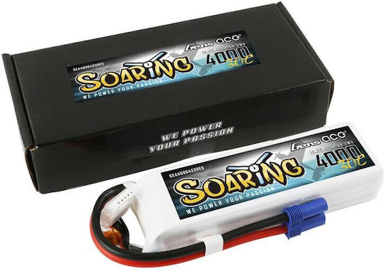 Gens Ace Soaring Li-Po Battery 14.8V 4000mAh 30C 4S EC5 for RC Vehicle