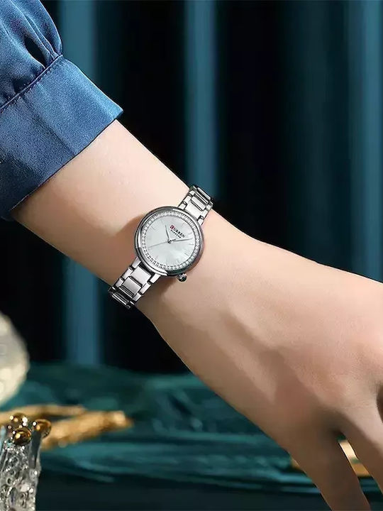 Curren Damen Uhr mit Silber Kautschukarmband