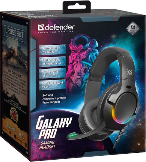 Defender Galaxy Pro Over Ear Gaming Headset cu conexiune USB Negru