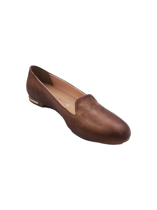 Pantofi Step Shoes Balerină din piele pentru femei, maro (15004-09)