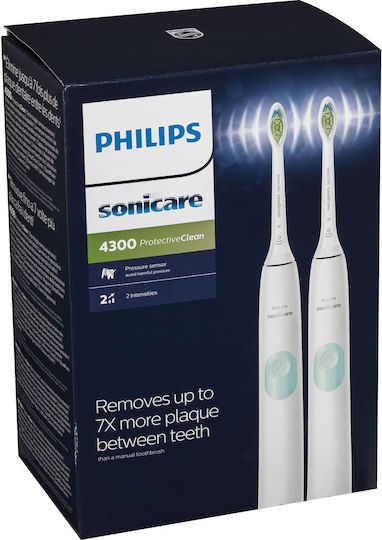Philips Sonicare Protective Clean 4300 Електрическа Четка за Зъби с Таймер и Калъф за Пътуване Бял