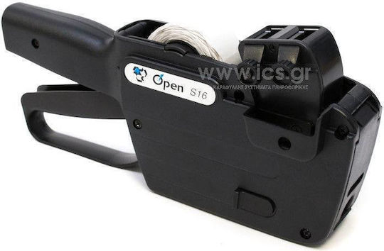 Open S16 Μηχανικός Ετικετογράφος Χειρός Διπλός σε Μαύρο Χρώμα