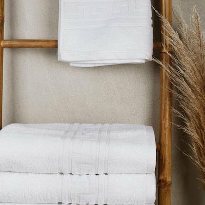 Hotel Bathroom Towel Meander 140x70 cm 500gsm White