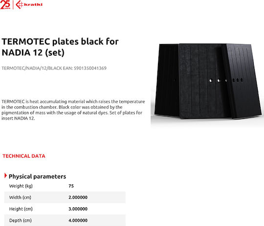 Kratki Ceramic Plates Set for Energy Fireplace