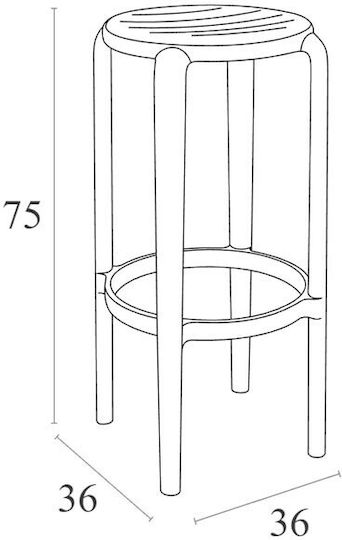 Stool for Bar Outdoor Tom Marsala 36x36x75cm