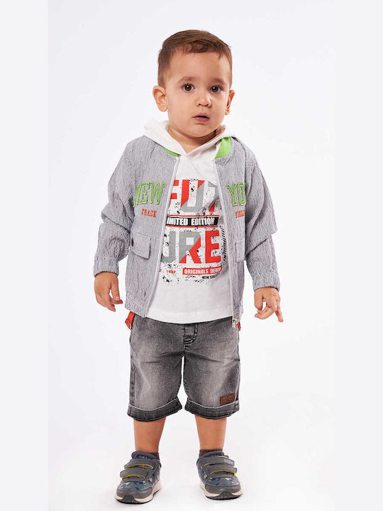 Hashtag Kinder Set mit Shorts & Jacke Sommer 3Stück Gray