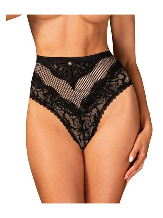 Olvidia Hochtailliert Damen Slip mit Spitze Schwarz