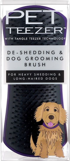Tangle Teezer Pet Teezer De-Shedding Brush Large / Medium for Misc Hair Lengths for Hair Removal Purple