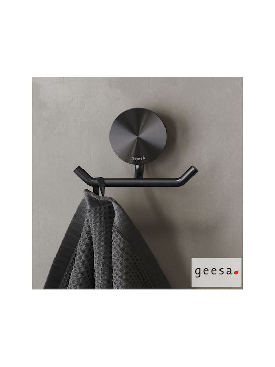 Geesa Double Wall-Mounted Bathroom Hook ​4.6x4.6cm Black Brushed Pvd