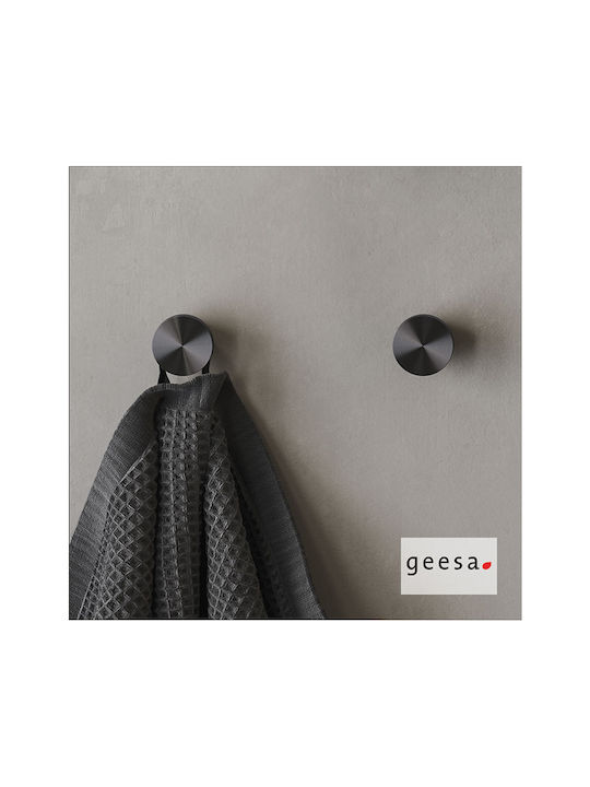 Geesa Opal Single Wall-Mounted Bathroom Hook ​2.5x2cm Black Brushed