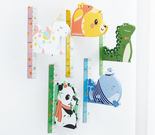 Wooden Kids Growth Height Chart with Design Animals Crocodile Green
