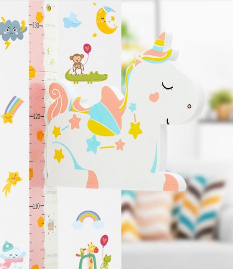Wooden Kids Growth Height Chart with Design Animals Dolphin Light Blue