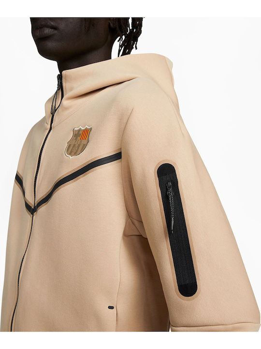 FC Barcelona Tech Fleece Windrunner Ζακέτα με Κουκούλα Μπεζ