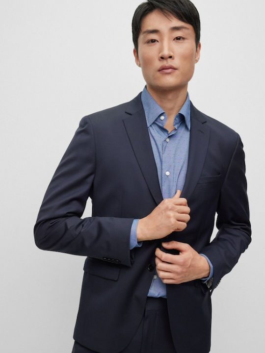 Men's Winter Suit Jacket Slim Fit Blue
