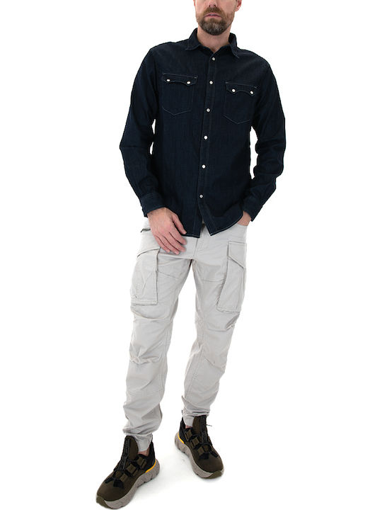 Cu mânecă lungă Denim Cămașă Dark-blue