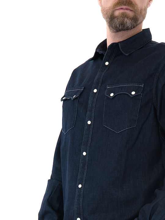 Cu mânecă lungă Denim Cămașă Dark-blue