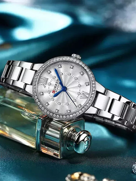 Curren Γυναικείο Ρολόι 31mm Μπαταρίας με Ασημί Μεταλλικό Μπρασελέ
