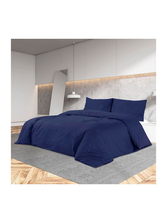 vidaXL Duvet Cover Set Queen with 2 Pillowcases 200x200 Navy Blue