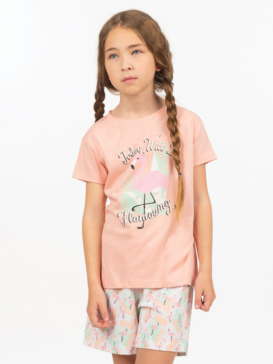 Energiers Set Top & Bottom Kids Summer Cotton Pyjamas Pink