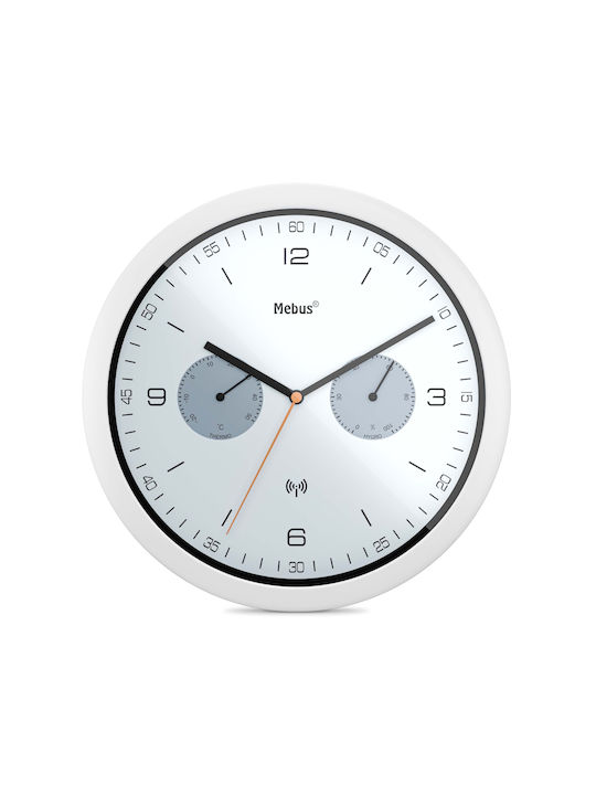 Mebus Radio Controlled Wall Clock Ceas de Perete Metalic Alb Ø26cm