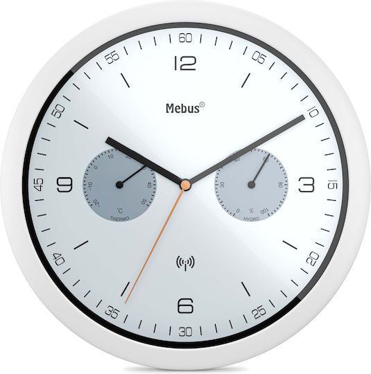 Mebus Radio Controlled Wall Clock Ceas de Perete Metalic Alb Ø26cm