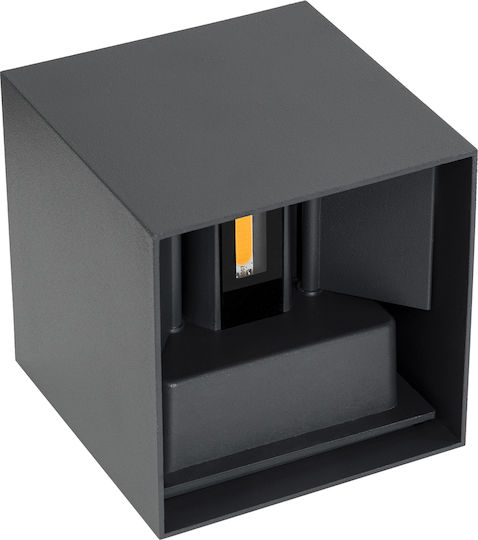 GloboStar Axis-S Επιτοίχια Εξωτερική Πλαφονιέρα LED IP65 10W με Θερμό Λευκό Φως Διπλής Δέσμης 10x10x10εκ.