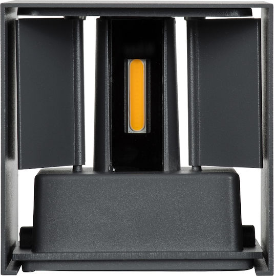 GloboStar Axis-S Επιτοίχια Εξωτερική Πλαφονιέρα LED IP65 10W με Θερμό Λευκό Φως Διπλής Δέσμης 10x10x10εκ.
