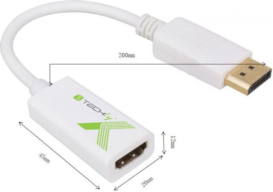 Techly Μετατροπέας DisplayPort male σε HDMI female Λευκό 1τμχ IADAP DP-HDMIFP