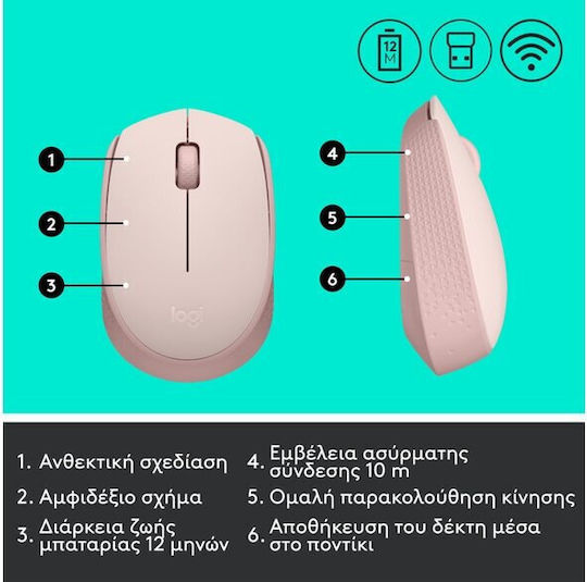 Logitech M171 Wireless Mini Mouse Rose