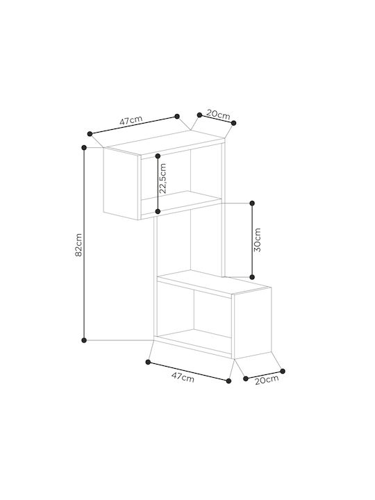 Γωνιακό Ράφι Τοίχου Part Ανθρακί 47x20x82εκ.