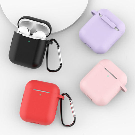 Hurtel Soft Case Silicone with Hook in Blue color for Apple AirPods 1 / AirPods 2