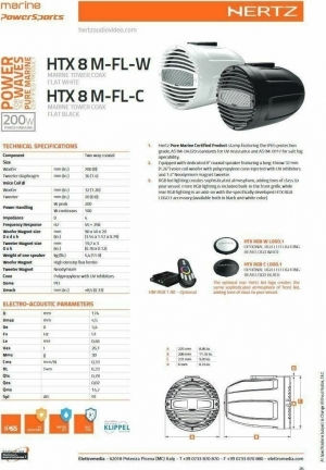Hertz Set Marine-Lautsprecher HTX 8 M-FL-C mit 200W RMS Schwarz