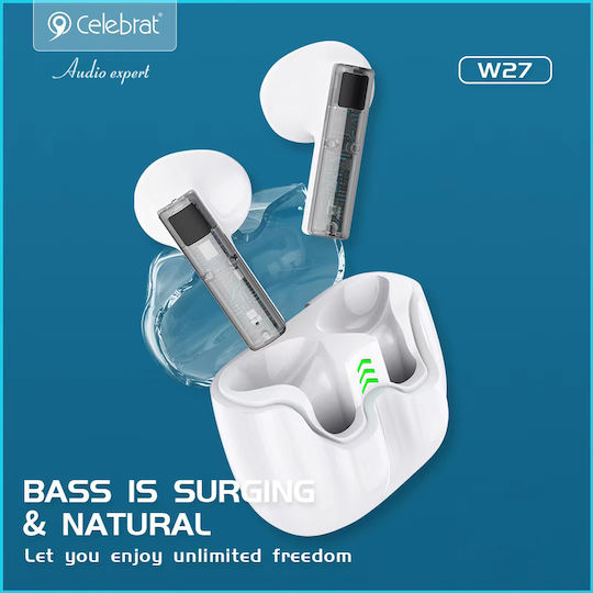 Celebrat TWS-W27 Earbud Bluetooth Handsfree Ακουστικά με Θήκη Φόρτισης Μαύρα