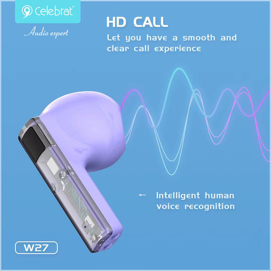 Celebrat TWS-W27 Earbud Bluetooth Handsfree Ακουστικά με Θήκη Φόρτισης Μαύρα