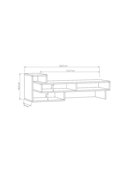 Έπιπλο Τηλεόρασης Tetra Γκρι Μ136.7xΠ40xΥ42cm