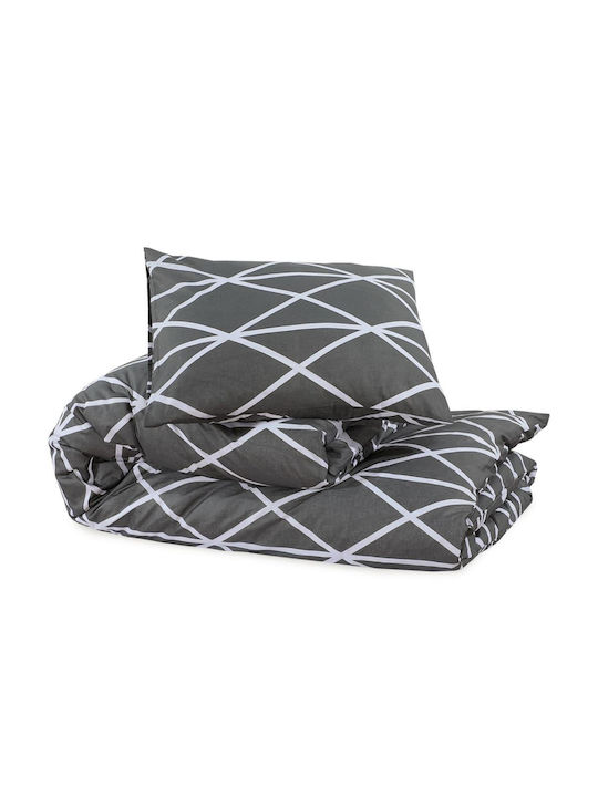 vidaXL Duvet Cover Set Cotton Queen with 2 Pillowcases 240x220 Grey