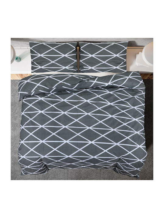 vidaXL Duvet Cover Set Cotton Queen with 2 Pillowcases 240x220 Grey