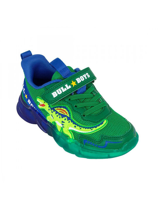 Bull Boys Παιδικά Sneakers Spinosauro Ανατομικά με Φωτάκια Πράσινα