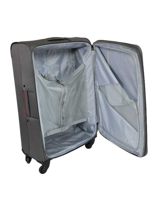 Diplomat Large The Athens Collection Large Fabric Gray Suitcase with 4 Wheels Height 78cm